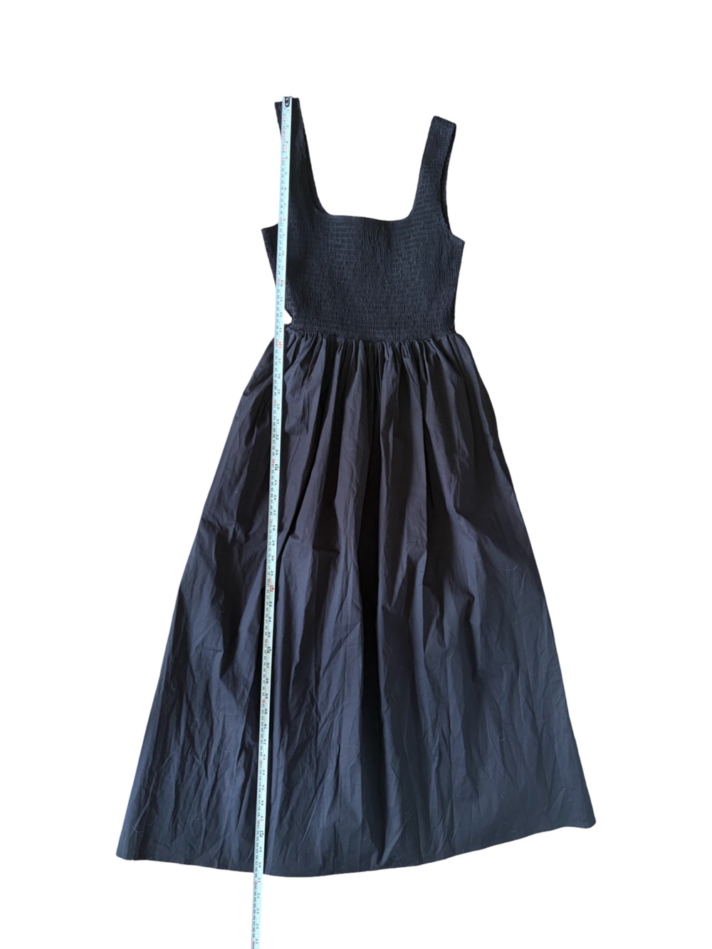 WAYF Smocked Fit & Flare Black Square Neck Midi Sundress Size Small - Picture 12 of 15